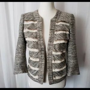 White House Black Market Blazer Smoky Gray Cream Metallic Blazer Size 4 Blazer